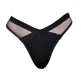 Women's Panties European And American Women Low Waist Net Gauze Solid Colour Transparent Underwear Cotton Crotch Sexy Thong