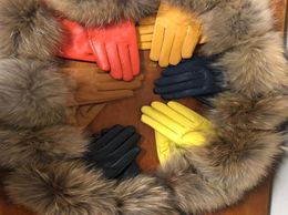 Women039s Genuine Leather Gloves Real Raccoon Fur Gloves Fur Big Raccoon Sheepskin Female Winter Velvet Warm Touch2371550