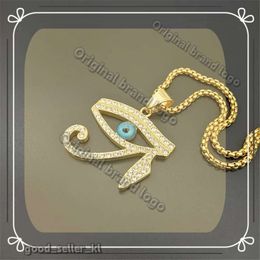 Egyptian the Eye of Horus Pendant Necklace for Women/men 14K Yellow Gold Evil Eyes Necklace Iced Out Bling Hip Hop Egypt Jewellery 410