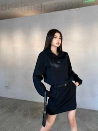 Basic & Casual Dresses Designer 2024 Spring/Summer Triangle Decorative Sports Style Hooded Round Neck Sweater Straight Dress Fashion MSUK