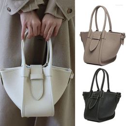Shoulder Bags Retro Leather Female Portable Niche Cowhide Swing Bag Bucket Basket Tote In