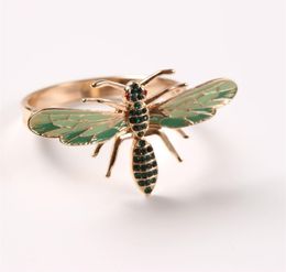 6pcs The new Bee napkin buckle napkin ring alloy green insect dragonfly drip diamond buckle paper towels 2011247953882