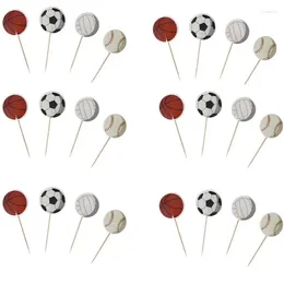 Party Supplies 24PCS Basketball Baseball Volleyball Soccer Cupcake Toppers Sports Theme Football Picks For Kids Birthday