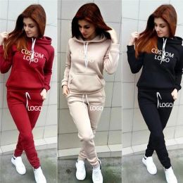 Sweatshirts Customized Your Logo Women Tracksuit Brand Spring Autumn Fashion Casual Streetwear Hoodies and Sweatpants Two Piece Set