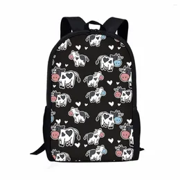 Backpack Cute Cow Print 17 Inch On Demand High Quality Black School Bag Outdoor Travel Convenient Durable Student Book