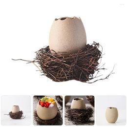 Vases Egg Shell Vase Funny Flower Rustic Plant Succulent Pots Ceramic Eggshell Shaped Planter Bird Nest Easter