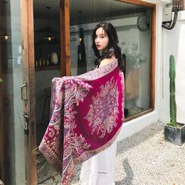 Scarves Winter Cashew Jacquard Scarf Ladies Warm Pashmina Long Soft Shawls Bohemian Women