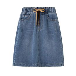 Summer Womens Skirts Denim Short Skirt Fashion Elastic Waist Skirt 240419