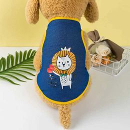 BT89 Dog Apparel Cute Cartoon Pet Dog ClothesSummer Thin Mesh Dog Cat Vest Cat Teddy Pomeranian Pet Puppy Breathable Cool Clothing Dog Costume d240426