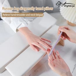 Equipment ANGNYA New Russian Log Diagonally Hand Pillow PU Leather Nail Arm Rest Stand Nail Hand Rest Pillow Nail Stand Manicure Holder