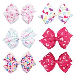 5 inch Girls Hair Bows Kids Hair Clips Heart Bows Barrettes Clips Valentine's Day Bows Party Hair Accessories