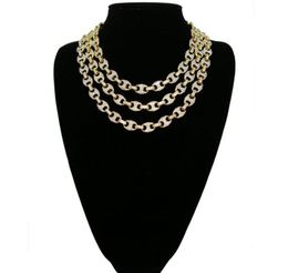 Hip Hop 12mm Gold Silver Color Plated Iced Out Puff Marine Anchpr Chain Link Bling Necklace for Men262q8778981