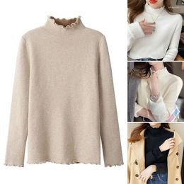 Women's Sweaters Half High Neckline Solid Color Slim Fit Sweater For Women Autumn And Winter Warmth Pullover Knitted Long Sleeved