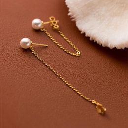 Stud Earrings LAVIFAM 925 Sterling Silver Synthetic Pearl Back Hanging For Women Simple Luxury Ear Jewellery