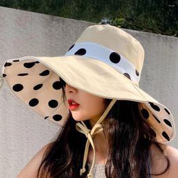 Berets Brimmed Women Sun Visor Hat Fashion Wide Brim Bucket Hats Beach Cap Travel Anti-Uv