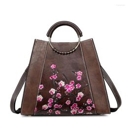 Bag YourSeason Ladies Zipper Hasp Floral Handbags Fashion Simple Cowhide Female Retro Embossing Shoulder Crossbody Bags