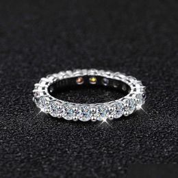 Band Rings Cosya 22 Ct Fl Moissanite Row For Women 925 Sterling Sier D White Gold Diamond Eternity Wedding Fine Jewelry Drop Delivery Dhlwm