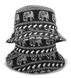 Elephant Printed Canvas In Summer Wide Brim Hats0123458872550