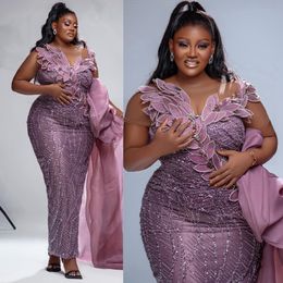 2024 Plus Size Dark Purple Prom Dresses for Special Occasions Illusion Evening Formal Gowns Beaded Lace Birthday Party Dress Second Reception Engagement Gown AM771