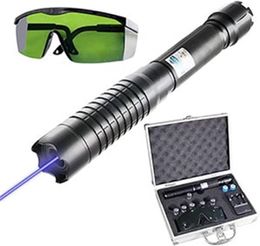 Powerful Tactical Flashlight Kit, Blue Purple Long Range Adjustable Beam, 5 Pattern Caps for Outdoor