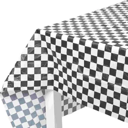 Table Cloth Checkered Pattern Cover Elegant Home Oil-proof Waterproof Tablecloth (Black And White Grid 137 X 137cm)