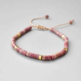Beaded Pink Quartz Beads Adjustable Bracelet Purple Natural Stone Womens Healing Spirit Cute Jewelry