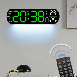 Accessories LED Digital Clock with Atmosphere Light Colour Changing Temperature Date Week Display Alarm Clock Wall Clock with Remote Control