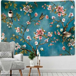 Tapestries Plant Flowers Fish Pattern Tapestry Water Landscape Home Living Room Bedroom Art Aesthetic Decoration Wall Hanging Tapestries