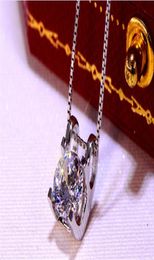 Wedding Engagement Sterling Silver 2CT Moissanite Diamond Necklace Pendant Silver Chain Women Gift DVSS1 Hip Hop Pass diamond Pen2315393