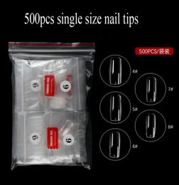 500PCS Box 200PCS Nontrace Nail Tips Single number size Full Hlaf Cover Clear Natural Nail Tip Rounded False Tips Fake Nail Dropl1899265