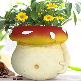 Vases Mushroom Shaped Indoor Plant Pot Flowerpot With Drainage UV-Resistant Handcrafted Succulent Planter Decoration