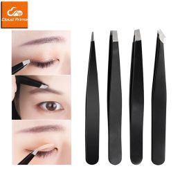 Tools Hair Removal Tweezers Stainless Steel Eyebrow Tweezers Pink Slanted Black Tip Point Face Harmless Makeup Beauty Tool Black