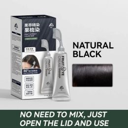 Color New Black Hair Cream Hair Dye Cream with Comb Plant Natural Plant Dye Comb Black Color Hair Dye Shampoo Cream