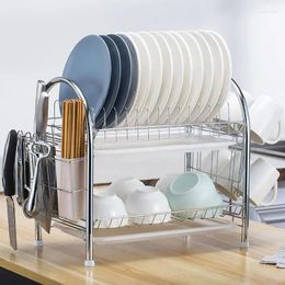 Kitchen Storage 2024 Stainless Steel Widened Large Size Draining Dish Rack Multi-Functional Organizer