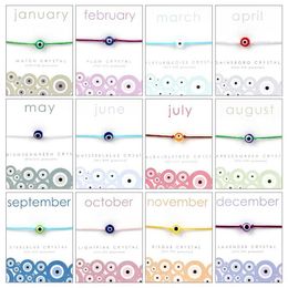 Beaded Lucky Eye 12 Months Evil Bracelet Card Colorful Bead Womens Girls Mens CN268