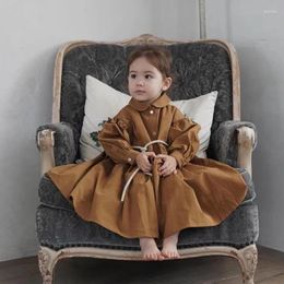 Girl Dresses MES Kids 2024 Autumn Winter Girls Cute Long Sleeve Princess Dress