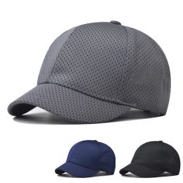 Softball Summer Men Short Brim Baseball Cap Breathable Mesh Quick Dry Sun Visor Hat Solid Colour Outdoor Man Trucker Caps