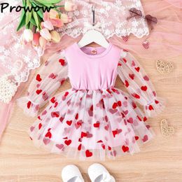 Girl Dresses Prowow Baby Valentines Day Dress For Kids Sweet Love Print Pink Mesh Princess Toddler Costume