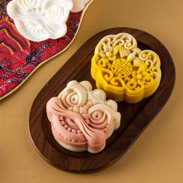 Moulds 3DMooncake Mold 30g/50g/75g National Tide Style Lion Patterns Mooncake Molds Press Cookie Mould for MidAutumnfond fondant molds