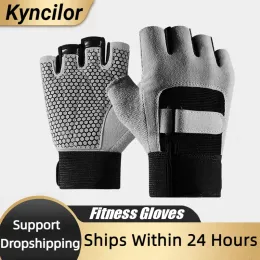 Gloves Gym Gloves Fingerless Breathable Weightlifting Fitness Gloves Dumbbell Men Women Weight lifting Gym Gloves Black