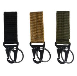 Tactical Molle Clip Buckle Nylon Belt Key Ring Keychain Holder Carabiners Hanger Buckle Hook for Outdoor Sport Hiking Climbing