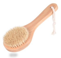 Dry Skin Body Brush with Short Wooden Handle Boar Bristles Shower Scrubber Exfoliating Massager FY5312 June291539735