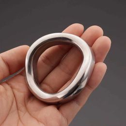 Nxy Cockrings 4 Size Heavy Duty Cockring Stainless Steel Ball Scrotum Stretcher Metal Penis Cock Ring Arc Delay Ejaculation Male Sex Toy 18 240427