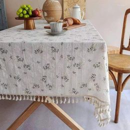 Table Cloth 20009 Small Fresh Cotton And Linen Tablecloth Daisy Rural Student Dormitories White Dustproof Non Slip Decorative C
