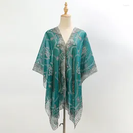 Scarves Vintage Printed Chiffon Hijab Shawl Pearl Scarf Women Sun Protection Summer Beach Multifunctional Silk 150 100cm