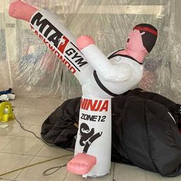 Customised martial arts Inflatable Karate model Taekwon kick Man for Advertising Promotion on Kicking Leg with blower