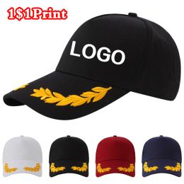 Softball Customised logo printed men's baseball cap casual cap wheat ear men's solid Colour snap cap sports cap women's baseball cap