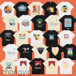 rhude shirt designer t shirt mens shirts graphic tee womens tshirts of leisure Fashion Loose short sleeve with a variety of designs optional