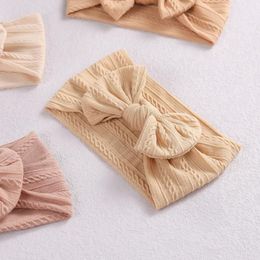 Hair Accessories Toddler Headbands For Girls Bows Nylon Elastic Bands Baby Turban Knited Cable Bowknot Headwear2119