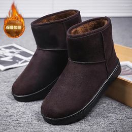 Boots Winter For Men Flat Ankle Snow Footwear Plus Velvet Keep Warm Wear-resistant Anti-slip High Top Slip-on Fashion Classic